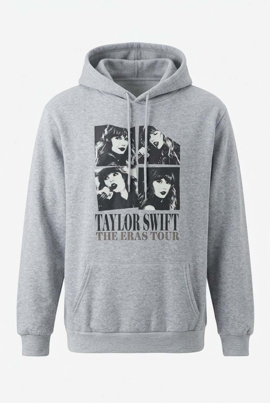 Taylor Swift The Eras Tour Collage Gray Hoodie Sweatshirt Size M